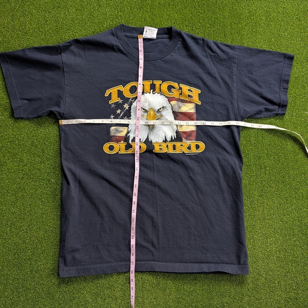 Bayside Heavy Weight Black Tough Old Bird Eagle American Cotton T Shirt Large - Picture 6 of 7